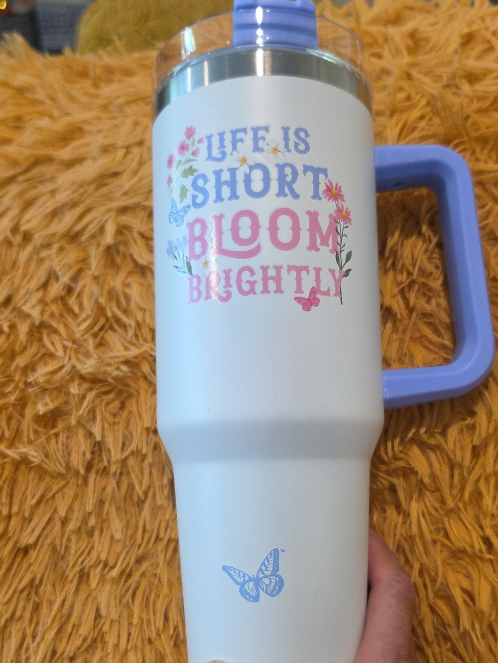 New Dolly Parton White Travel Tumbler Mug - Life Is Short Bloom Brightly